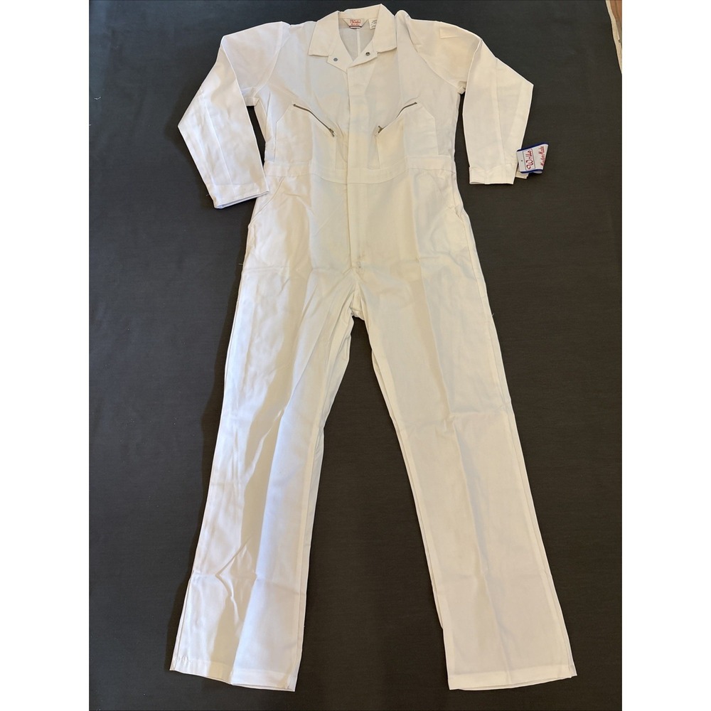 Walls Coveralls 44 X Tall White Work Wear Long Sleeve VTG USA Made New Rare